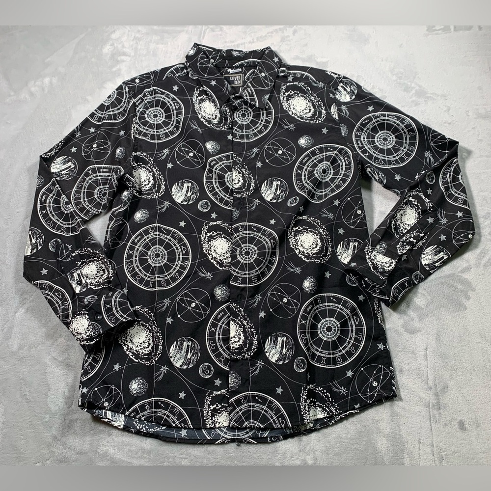 Black and White Celestial Patterned Fabric